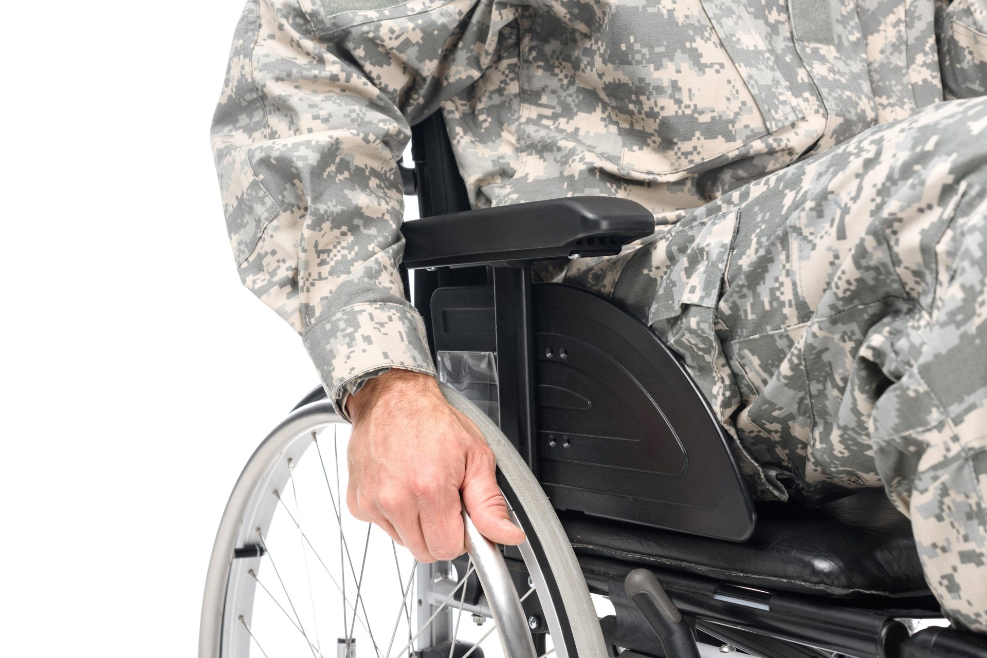 A Ukrainian defender in a wheelchair