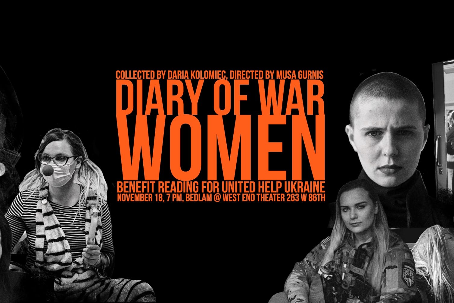 Diary of War. Women: a black and white poster with faces of women that struggled for freedom during the Russian full-scale invasion and occupation.