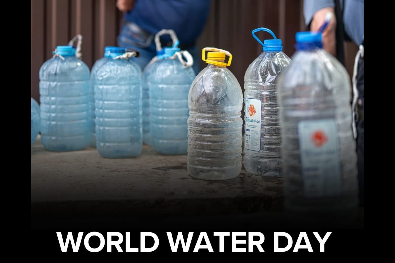 World Water Day banner with tubes and drink water in Ukraine