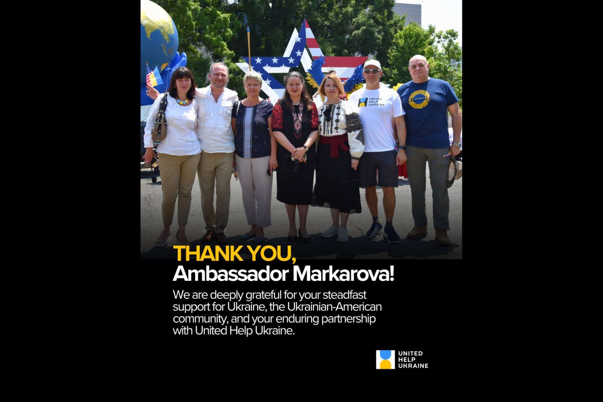 Ambassador Oksana Markarova and other Ukrainians while one of the Ukrainina Rally in Washington