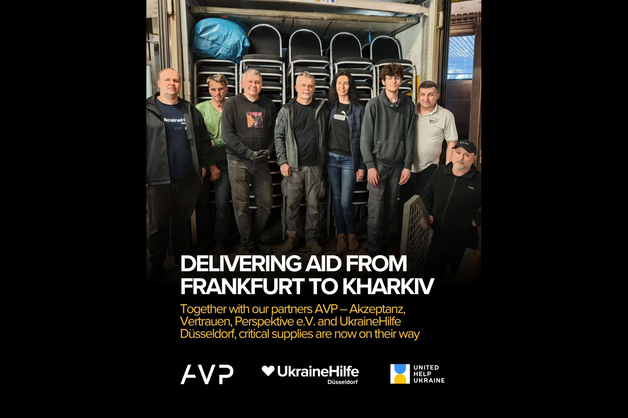 Delivering aid Frankfurt to Kharkiv